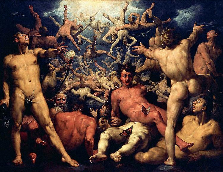 CORNELIS VAN HAARLEM The fall of Lucifer. oil painting image